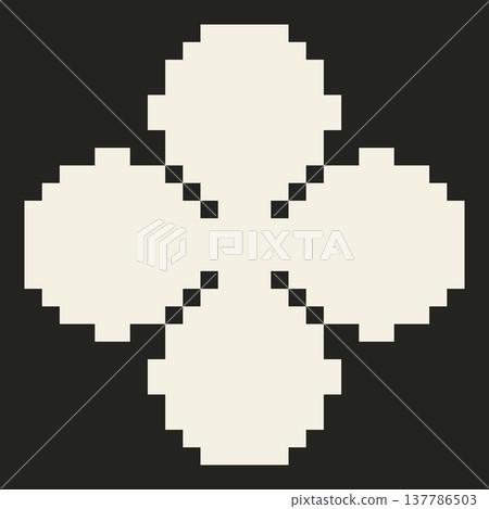 Vector retro pixel art geometric floral shape. Minimal 8-bit style frame and abstract design element isolated on background. Vector retro pixel art geometric floral shape. Minimal 8-bit style frame and abstract design element isolated on background. 137786503