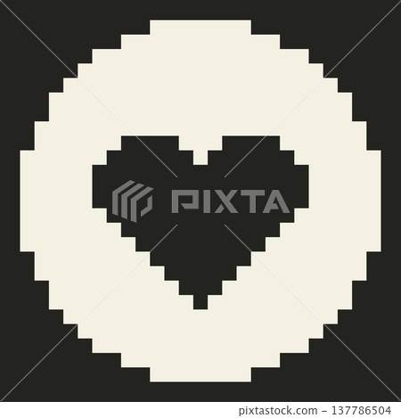 Vector retro pixel art geometric heart shape. Minimal 8-bit style frame and abstract design element isolated on background. Vector retro pixel art geometric heart shape. Minimal 8-bit style frame and abstract design element isolated on background. 137786504