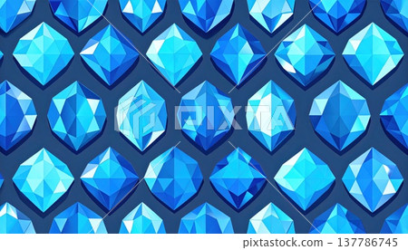 Seamless pattern of blue geometric diamonds on...-插圖素材 [137786745 ...