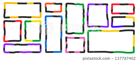 Colorful rectangular frames with brush stroke Colorful rectangular frames with brush stroke 137787402