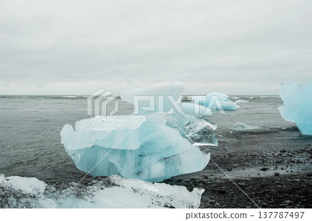 Detail of icebergs in Jokulsarlon, a glacial lake in Iceland Detail of icebergs in Jokulsarlon, a glacial lake in Iceland 137787497