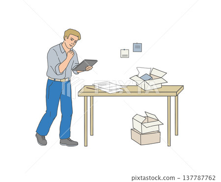 Small business owner checking shipment details Small business owner checking shipment details 137787762