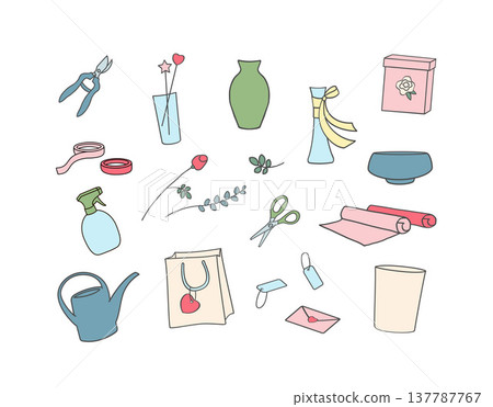Professional florist tools and bouquet packaging elements Professional florist tools and bouquet packaging elements 137787767