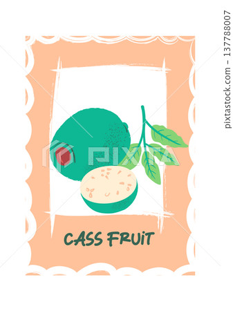 Fruit Slice With Leaf Retro Poster Fruit Slice With Leaf Retro Poster 137788007
