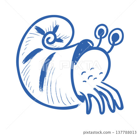 Hermit Crab Line Sketch Mascot 137788013