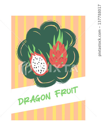 Dragon Fruit Label Handdrawn Dragon Fruit Label Handdrawn 137788017