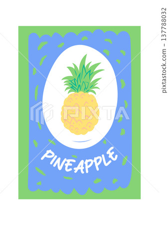 Pineapple Poster Retro Handdrawn Pineapple Poster Retro Handdrawn 137788032