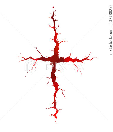 Grunge red Christian Cross with cracks . Hand drawn. Not AI, vector illustration 137788255