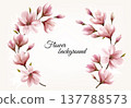 Abstract spring background with beautiful magnolia branches. Vector. 137788573