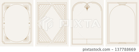 Vintage Art Deco luxury background collection with gold frame. Elegant retro line art templates with Vintage Art Deco luxury background collection with gold frame. Elegant retro line art templates with 137788669