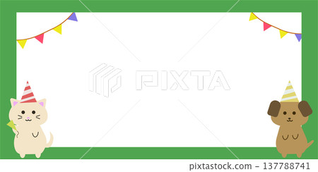 Dog and cat party frame illustration (cute animal card background) Dog and cat party frame illustration (cute animal card background) 137788741