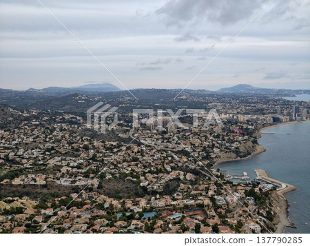 Coastal Neighborhood Panorama, Clustered Residences Overlooking Tranquil Waters Under City Towers Coastal Neighborhood Panorama, Clustered Residences Overlooking Tranquil Waters Under City Towers 137790285