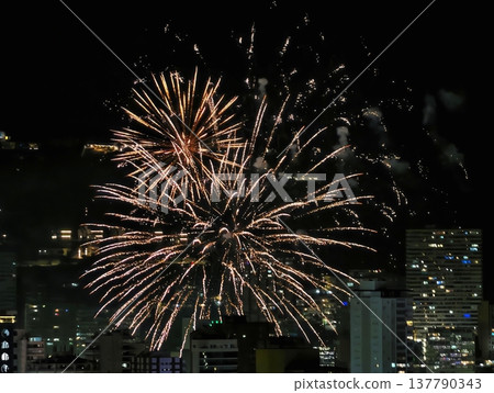 Vivid Bursts Of Shimmering Gold Light Cascade Across Bustling Urban Skyline With Lively Elegance Vivid Bursts Of Shimmering Gold Light Cascade Across Bustling Urban Skyline With Lively Elegance 137790343