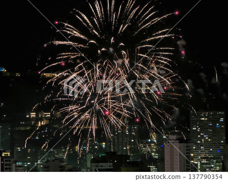Evening Sky Dazzles With Energetic Fireworks Displaying Brilliant Hues And Festive Excitement Evening Sky Dazzles With Energetic Fireworks Displaying Brilliant Hues And Festive Excitement 137790354