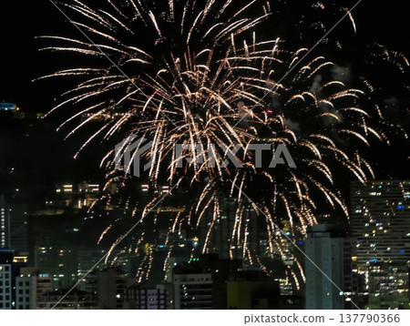 Celebration With Fireworks, Nighttime Bursts Of Fireworks Celebrate National Pride Across City Regions Celebration With Fireworks, Nighttime Bursts Of Fireworks Celebrate National Pride Across City Regions 137790366