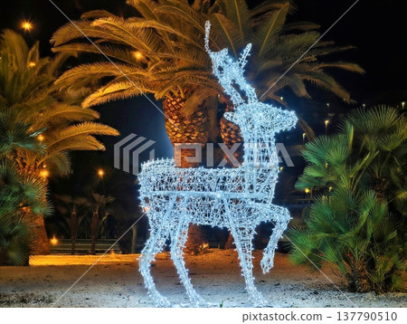 Relaxing Exotic Location Captured With Shimmering Reindeer Artwork And Sunset Surroundings Relaxing Exotic Location Captured With Shimmering Reindeer Artwork And Sunset Surroundings 137790510