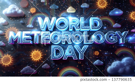 celebrating world meteorology day with weather elements and design 137790635