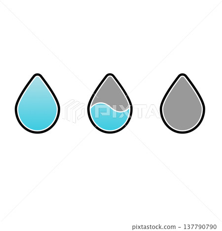 水滴圖示集 | 3 種類型:滿滴、半滴、空滴 - 扁平化插圖 水滴圖示集 | 3 種類型:滿滴、半滴、空滴 - 扁平化插圖 137790790