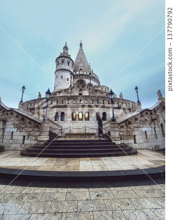 Symmetrical View Of Fishermans Bastion Towers Symmetrical View Of Fishermans Bastion Towers 137790792