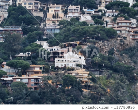 Picturesque Hillside Villas With Sea Views, Charming Mediterranean Homes Among Green Pine Trees 137790956