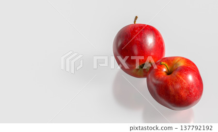 Fresh Red Apples Pair Isolated On Clean Background 3d render. 137792192