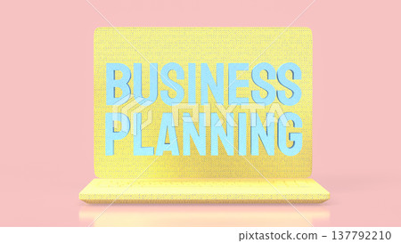 Creative Business Planning Concept On Laptop Screen With Pastel Background 3d render. Creative Business Planning Concept On Laptop Screen With Pastel Background 3d render. 137792210