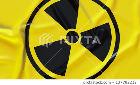 Radiation Hazard Warning Symbol On Yellow Safety Background 3d render. 137792212