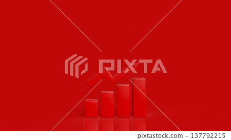 Red Financial Growth Chart With Upward Arrow Business Success Concept 3d render. 137792215