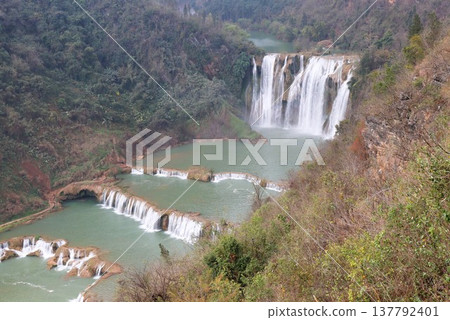 Kowloon Falls, a group of waterfalls, Yunnan Province, China, Asia 137792401