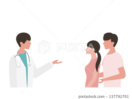 Vector illustration of a doctor explaining a medical examination to a young couple. 137792701