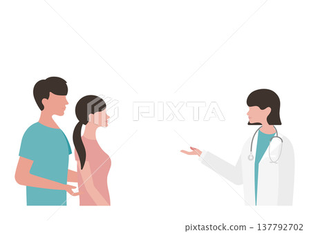 Vector illustration of a female doctor explaining a medical examination to a young couple. 137792702