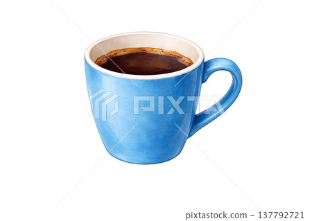 咖啡杯、咖啡馬克杯、水彩插畫素材 137792721