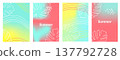 Summer set poster Abstract colorful gradient and floral element mesh background. Design social media posts, landing pages, and apps. Vector illustration. 137792728
