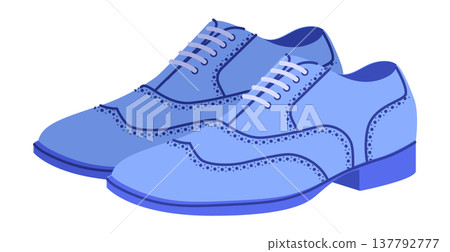 Brogue mens blue flat lace pair. Perforated leather footwear with classic wingtip detail smart casual office style. Brogue mens blue flat lace pair. Perforated leather footwear with classic wingtip detail smart casual office style. 137792777