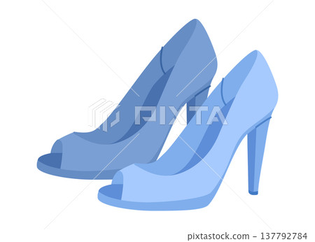 Peep toe pump women blue heel flat pair. Open toe fashion dress footwear for party, wedding, warm season. Technical, Peep toe pump women blue heel flat pair. Open toe fashion dress footwear for party, wedding, warm season. Technical, 137792784