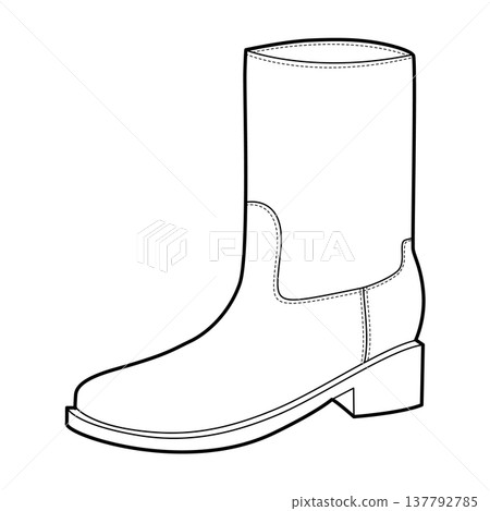 ankle boot women single line. Straight shaft mid heel boot for office commute and weekend walk. Technical fashion ankle boot women single line. Straight shaft mid heel boot for office commute and weekend walk. Technical fashion 137792785