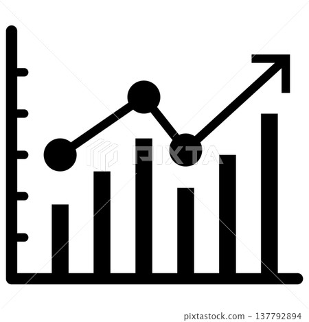 一套用於長條圖和折線圖的向上圖示（提供成長、改進、單色和輪廓）。 137792894