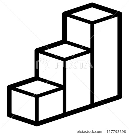 A set of business icons featuring three-dimensional bar graphs (3D, growth, steps, monochrome, with outline). A set of business icons featuring three-dimensional bar graphs (3D, growth, steps, monochrome, with outline). 137792898