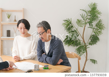 中間夫婦談論與銷售人員 中間夫婦談論與銷售人員 137793039