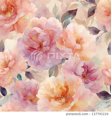 watercolor seamless pattern with roses watercolor seamless pattern with roses 137793228