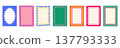 Set of seven colorful decorative frames and borders in doodle style 137793333