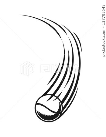 Tennis sport ball strike movement tail. Game strike movement effect, baseball ball acceleration speed trail. Tennis shoot fly motion tail 137793545