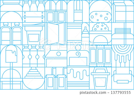 Modern dairy and milk geometric pattern with products in abstract shapes, vector background. Milk food pattern of geometric mosaic cheese, yogurt with ice cream dessert or butter with cottage cheese Modern dairy and milk geometric pattern with products in abstract shapes, vector background. Milk food pattern of geometric mosaic cheese, yogurt with ice cream dessert or butter with cottage cheese 137793555