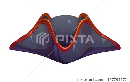 Pirate tricorn hat or corsair captain headwear of Caribbean sailor, cartoon vector icon. Pirate cocked hat tricorn or tricorne trimmed with red edges, seaman sailor admiral and piracy crew marine hat Pirate tricorn hat or corsair captain headwear of Caribbean sailor, cartoon vector icon. Pirate cocked hat tricorn or tricorne trimmed with red edges, seaman sailor admiral and piracy crew marine hat 137793572
