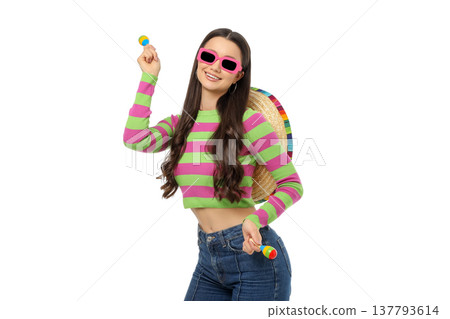 Young woman dances joyfully celebrating Cinco de Mayo, isolated, PNG Young woman dances joyfully celebrating Cinco de Mayo, isolated, PNG 137793614