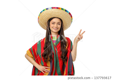 Happy woman celebrating Cinco de Mayo, isolated, PNG Happy woman celebrating Cinco de Mayo, isolated, PNG 137793617