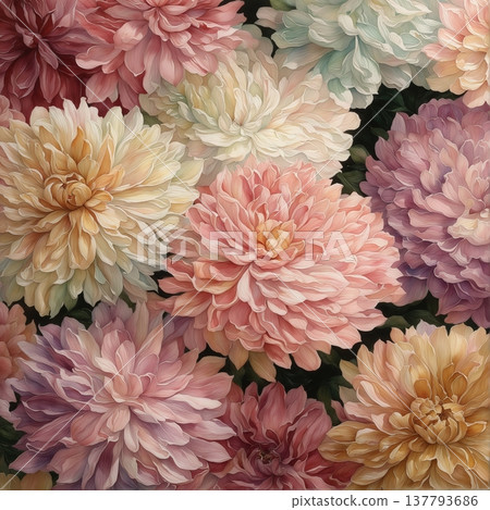 watercolor painting of leaf and flowers, seamless 137793686