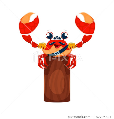 Pirate font cartoon funny crab character letter Y. Nautical font symbol, corsair treasure hunt type vector element. Pirate marine sailing typeface sign or letter with sea animal cute personage 137793805