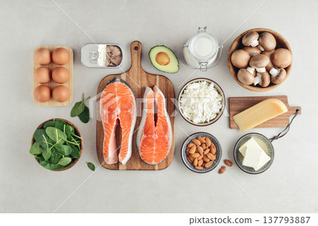 Healthy foods containing vitamin D. Healthy foods containing vitamin D. 137793887