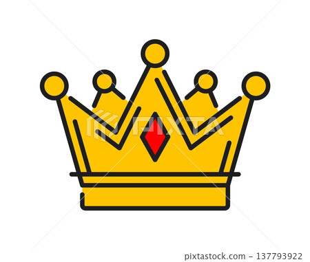 Heraldry king monarch crown color line icon or sign. Royal crest lineart sign, vintage medieval pictogram. Antique heraldry icon Heraldry king monarch crown color line icon or sign. Royal crest lineart sign, vintage medieval pictogram. Antique heraldry icon 137793922